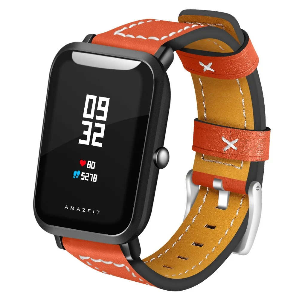20 мм браслет ремешок для Xiaomi Huami Amazfit Bip GTS GTR 42 мм ремешок для часов Amazfit Pace Stratos 2 GTR 47 мм кожаный ремешок для часов