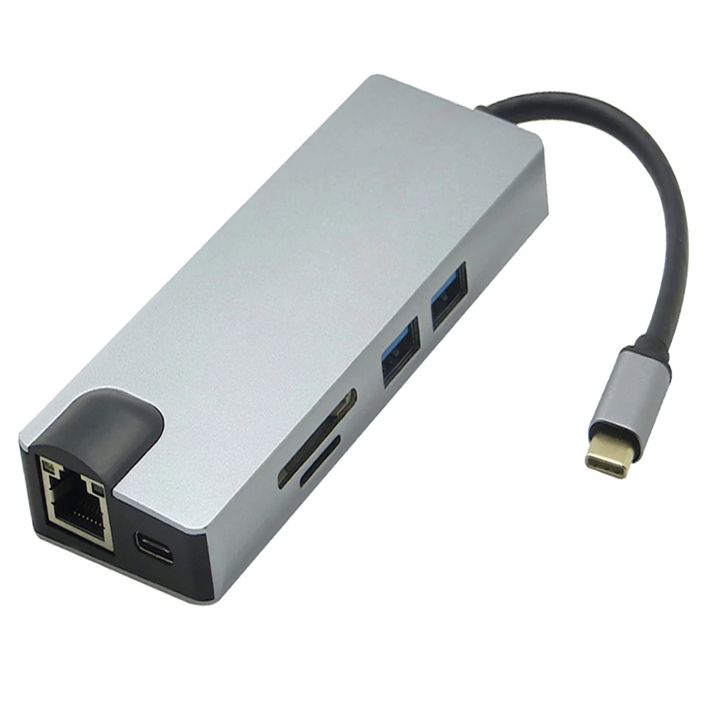 Адаптер 8 в 1 USB Type C для HDMI 4K VGA RJ45 устройство чтения SD/TF карт адаптер Macbook 5 шт./лот |
