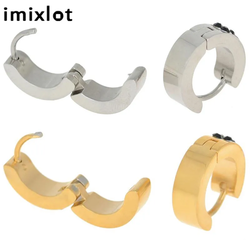 imixlot 1 Pair Rhinestone Small Hoop Earrings Women Men Jewelry Punk Ear Studs Party Accessories Pendientes De Aro | Украшения и