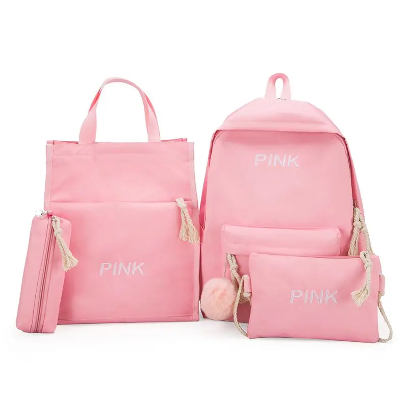 pink 4 шт./компл. лента цепь с буквенным Mochila рюкзак туристические рюкзаки для отдыха школьные рюкзаки для девочек-подростков, школьный рюкзак - Цвет: pink