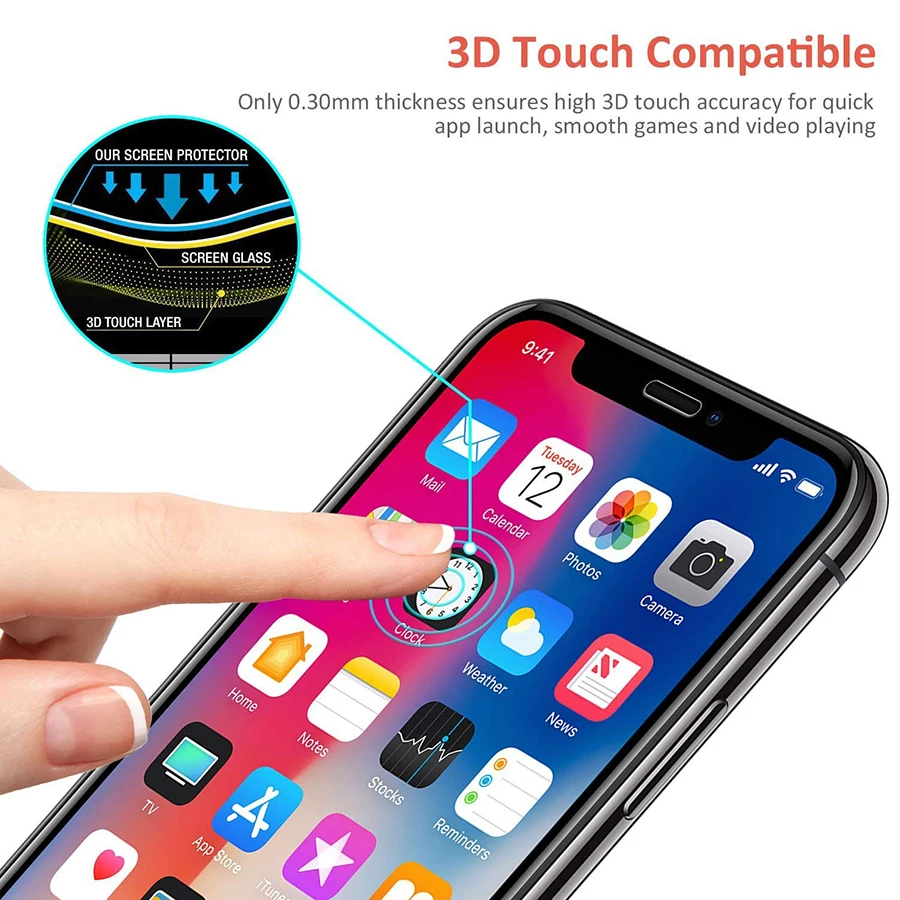 Защитное стекло для iPhone X 9H XR с закругленными краями | Мобильные телефоны и
