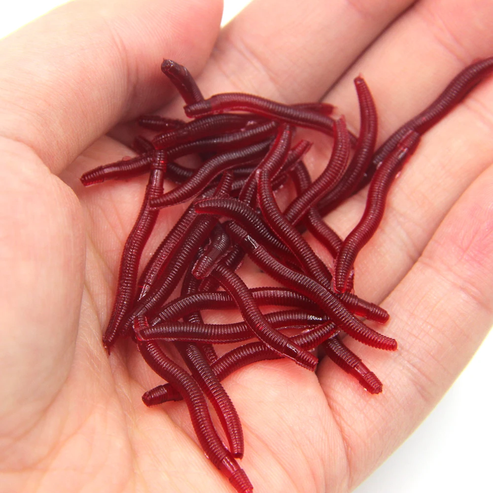 100 шт./лот мягкая рыболовная приманка искусственные приманки красные черви запах