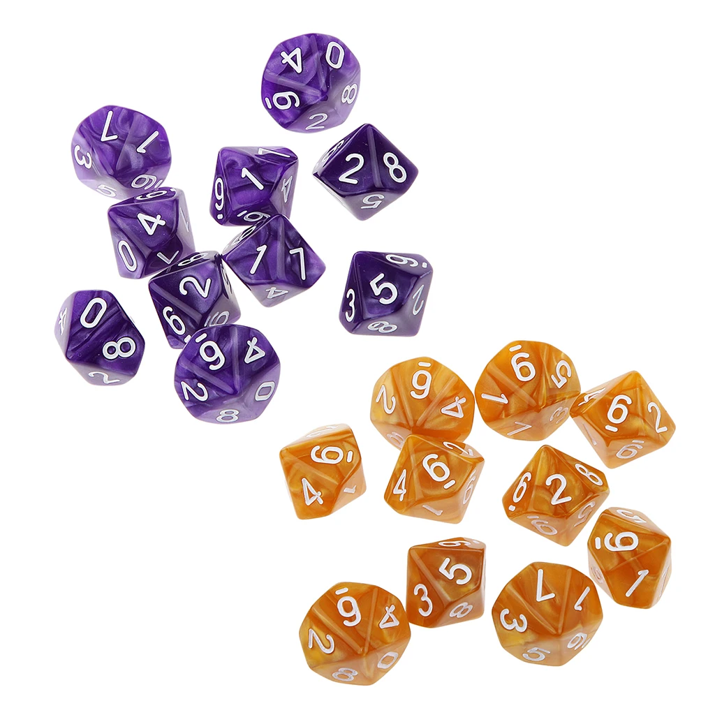 20pcs D & кубики для RPG Dungeons и Dragons настольные игры ролевых игр многогранные D6 D10 D12 D20