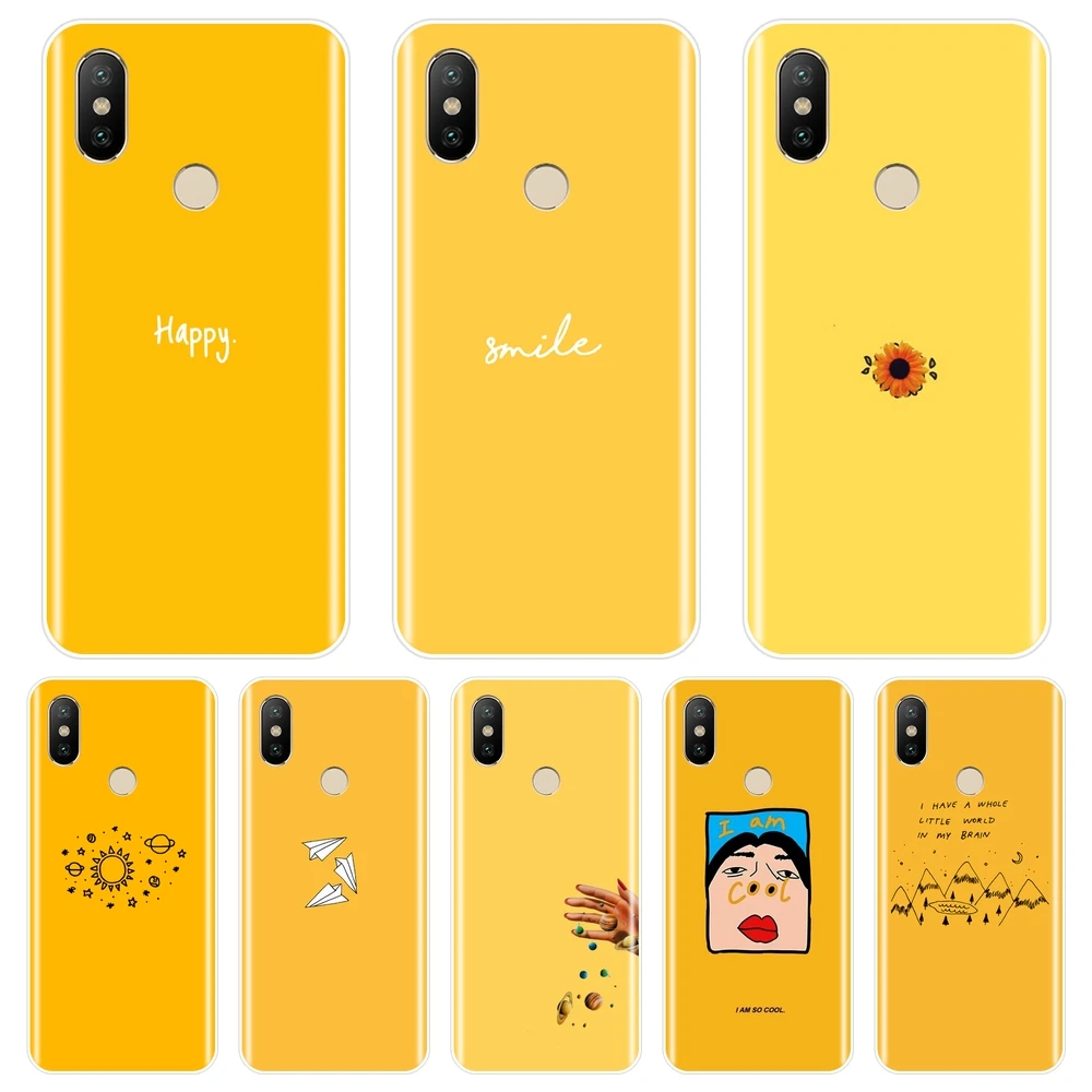 Задняя крышка из ТПУ Для Xiaomi Mi A1 A2 Lite 8 SE Mi5 Mi6 Mi8 мягкий силиконовый желтый чехол для