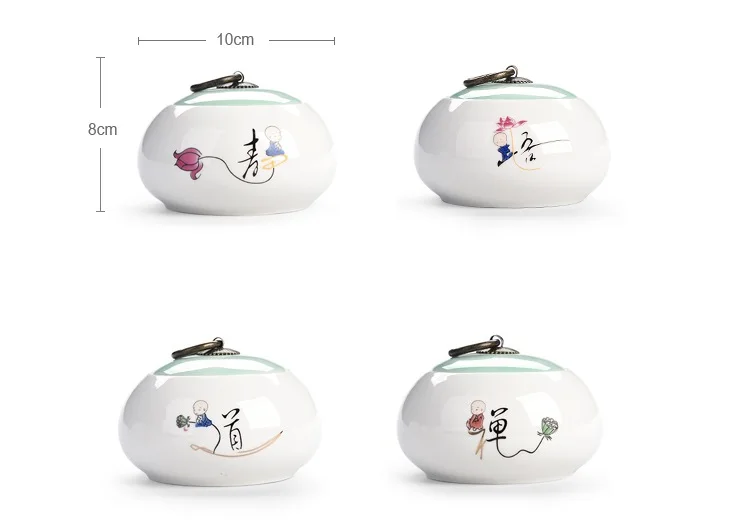 Retro 1PC 8*10cm Tea Storage Box Tea Cans Tin Food Candy Jar Storage Container With Lid Kitchen Ceramic Spices Storage Box