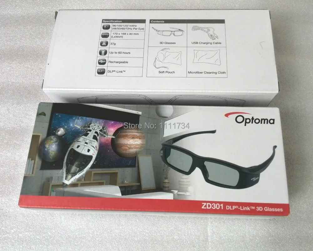 Бесплатная доставка оригинальные очки с активным затвором для 3d проектора Optoma DLP