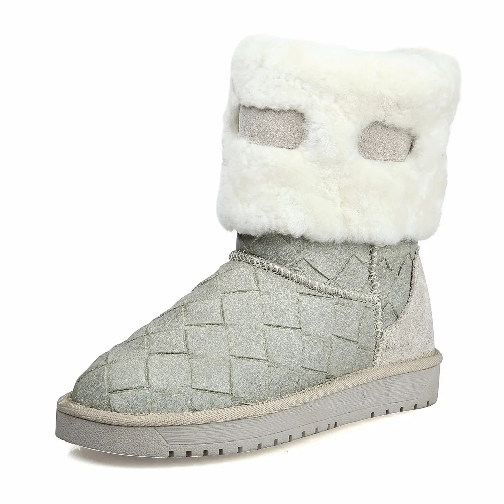 KUNYIN женская обувь Зимние дамы новый кожаный ткани сетки моды снегоступы