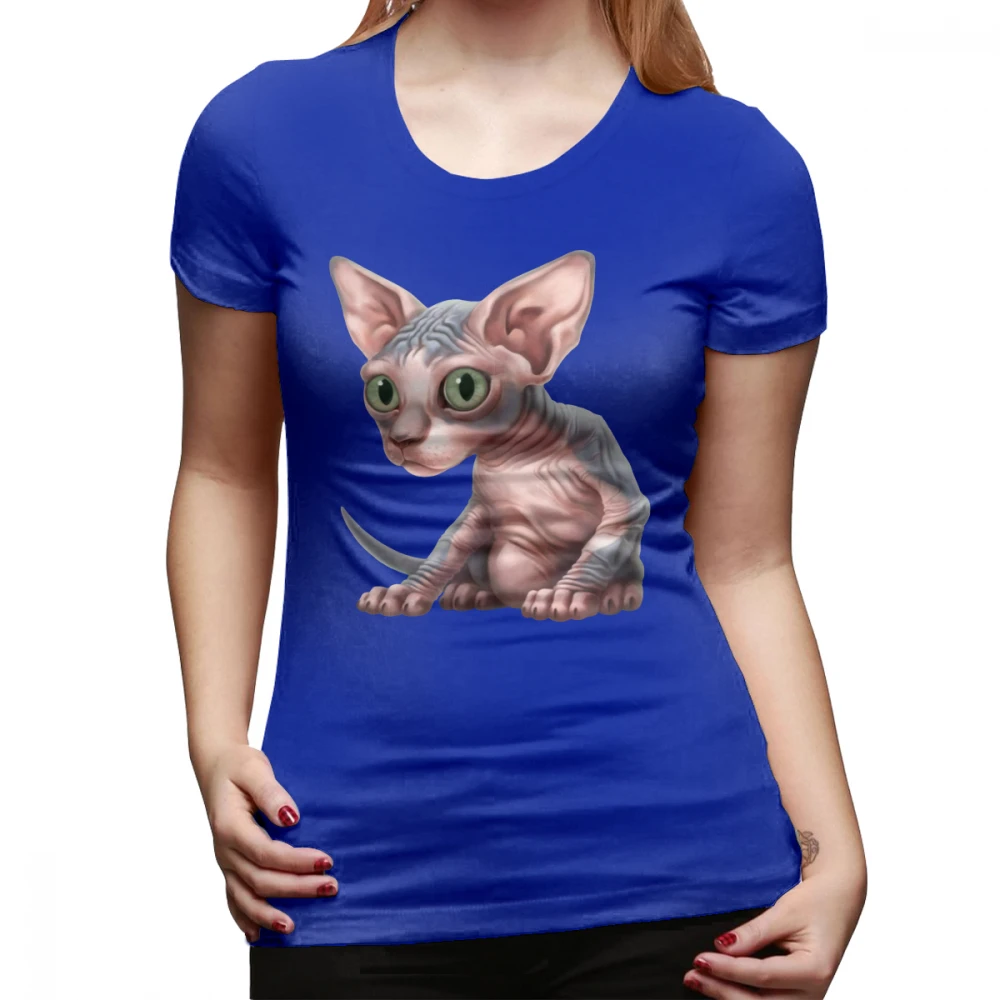 Футболка со сфинксом Cat-a-clism Sphynx Kitten, серая футболка с круглым вырезом, женская футболка с принтом Kawaii, короткий рукав, женская футболка большого размера - Цвет: Синий