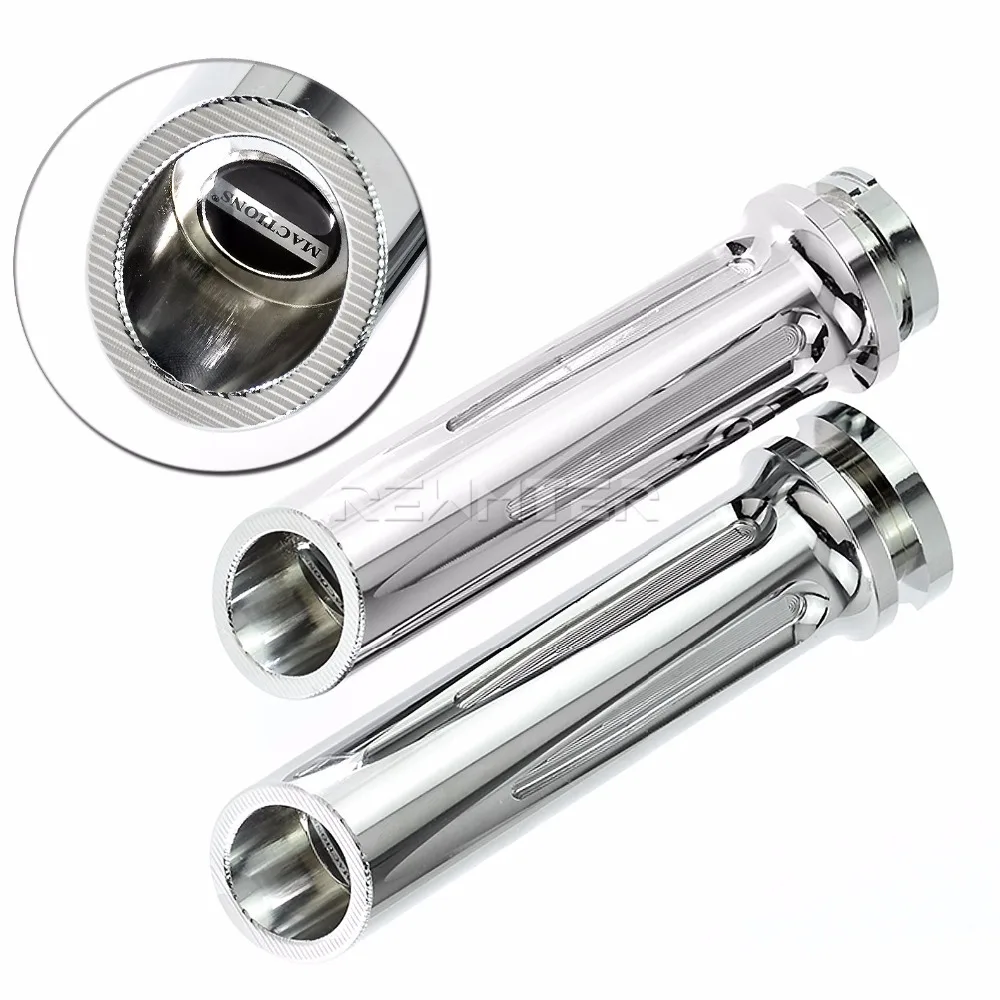 

Motorcycle Parts Grips Chrome Aluminum CNC Handle Bar Hand Grips For Harley Sportster Touring Dyna Custom