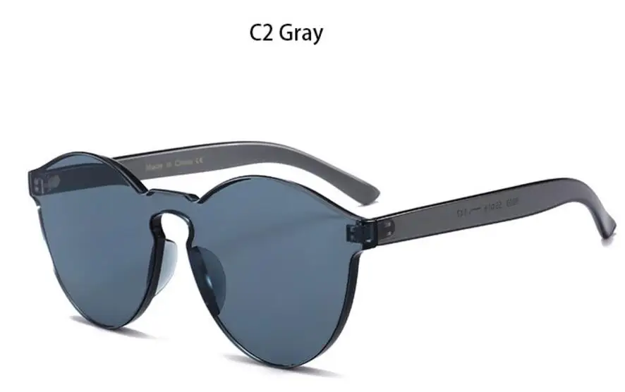 C2 gray Зеленые, оранжевые, цветные очки кошачий глаз, винтажные женские солнцезащитные очки, цельные линзы, прозрачные, яркие цвета, кошачий глаз, солнцезащитные очки - Цвет линз: C2 gray