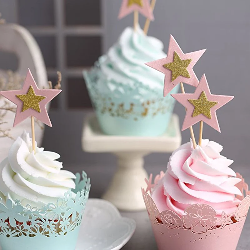 10 шт./лот Twinkle Little Stars Cupcake Toppers Свадебные товары для вечеринок детские украшения