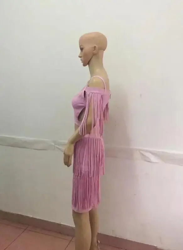 Высокое качество розовый с короткими кисточками рукавом Комплект из 2 предметов кисточкой района Бандажное