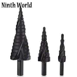 Набор ступенчатых Сверл из быстрорежущей стали, комплект из трех титановых стандартных конусных спиральных насадок для отверстий в металле, для электроинструментов, метрические размеры 4-122032 мм