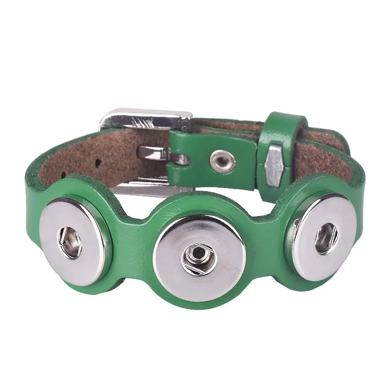 Женские кожаные браслеты три пряжки очаровательные кнопки кожаный браслет и для