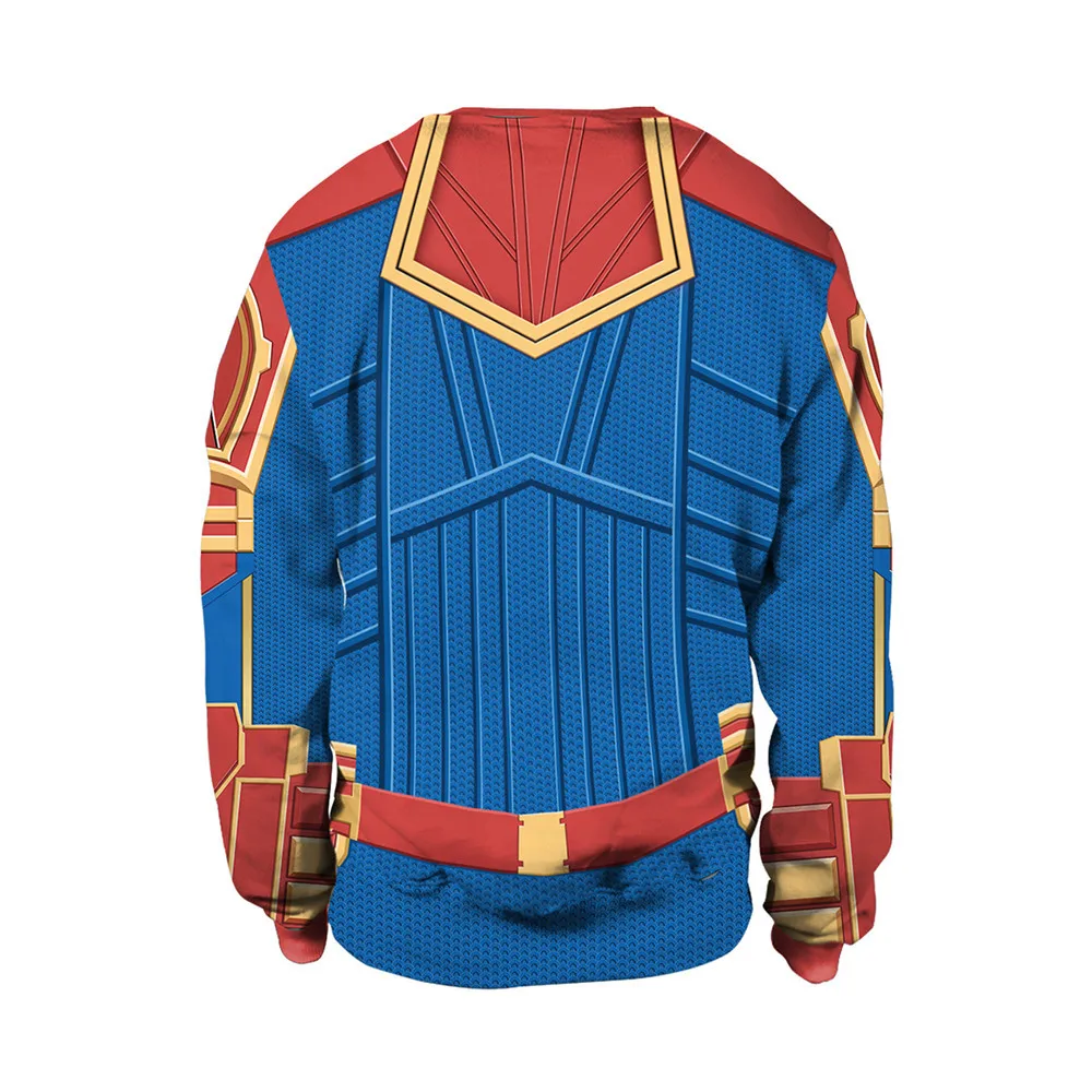 Косплей мужской женский свитер капитан Марвел костюмы Carol Danvers Ms Marvel 3D куртка с