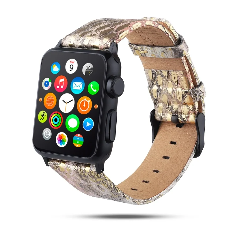 Gold dust Модный Роскошный кожаный ремешок для apple watch 5 4 3 2 1 ремешок для наручных часов iwatch, 38, 40, 42, 44 мм пряжкой ремешок для часов - Цвет ремешка: Gold dust