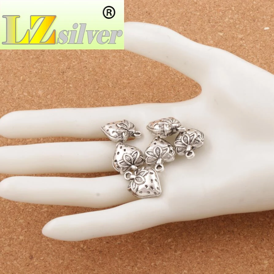 

3D Strawberry Fruit Charm Beads 14.5x20mm 64PCS zinc alloy Pendants Fashion Jewelry DIY L937