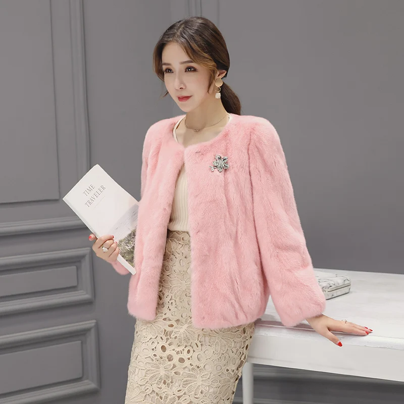 Шуба из натурального меха норки осенне зимнее пальто женские корейские и куртки