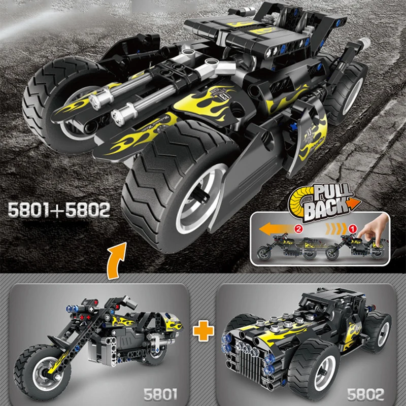 Технические Темный рыцарь 2in1 Бэтмобиль строительные блоки для детей мотоцикл