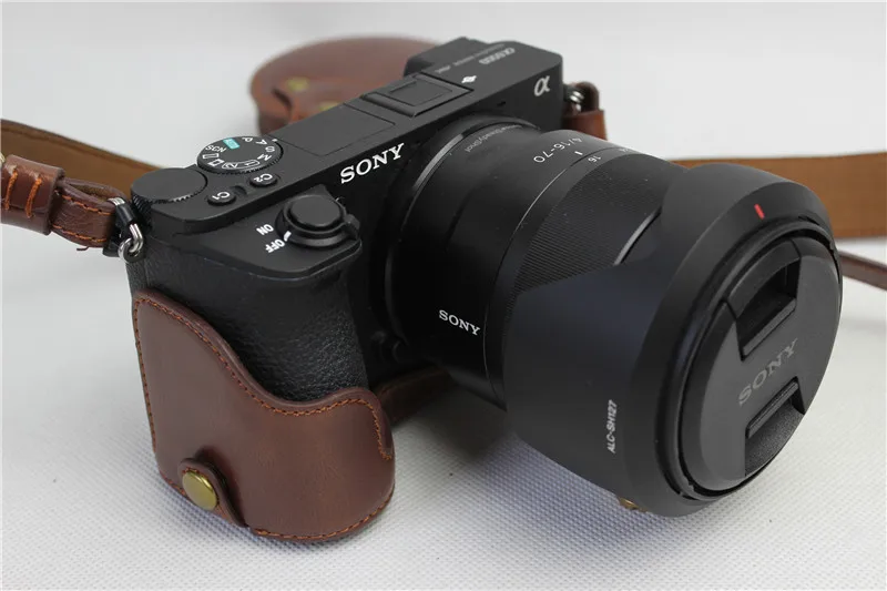 Роскошный чехол для камеры из искусственной кожи для sony A6500 ILCE 6500 с 16-70 мм 18-55 мм Защитная сумка для объектива открытая батарея