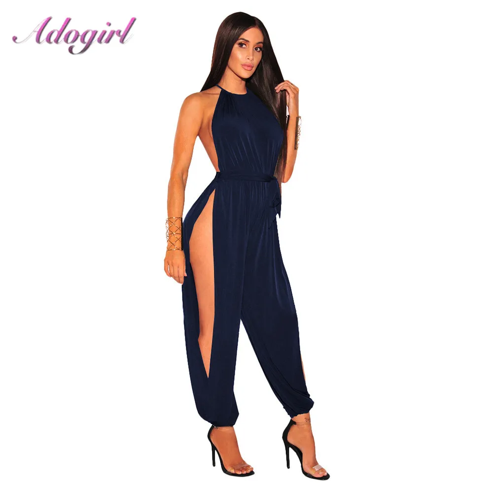 Женский комбинезон с лямкой вокруг шеи повседневный однотонный бандажный