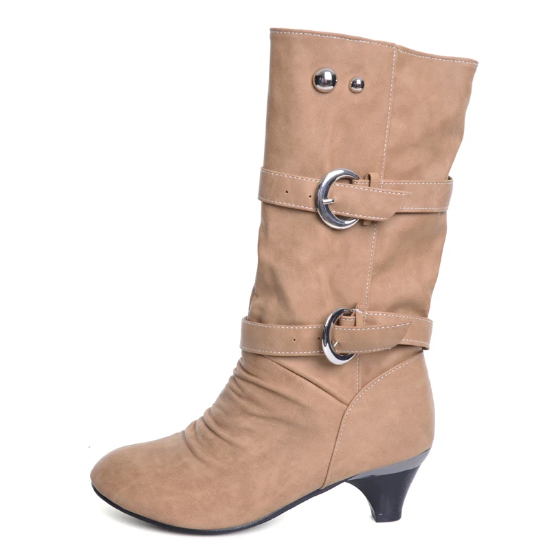 SAILING LU/Осенние Сапоги до середины икры с пряжкой сапоги на низком каблуке