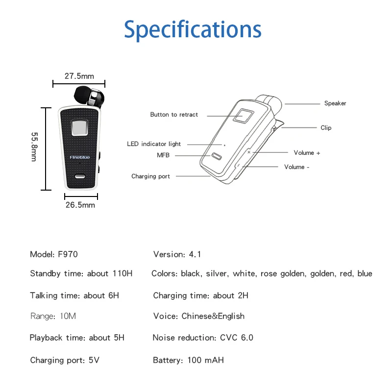 Fineblue F970 мини портативные беспроводные Bluetooth наушники гарнитура в ухо