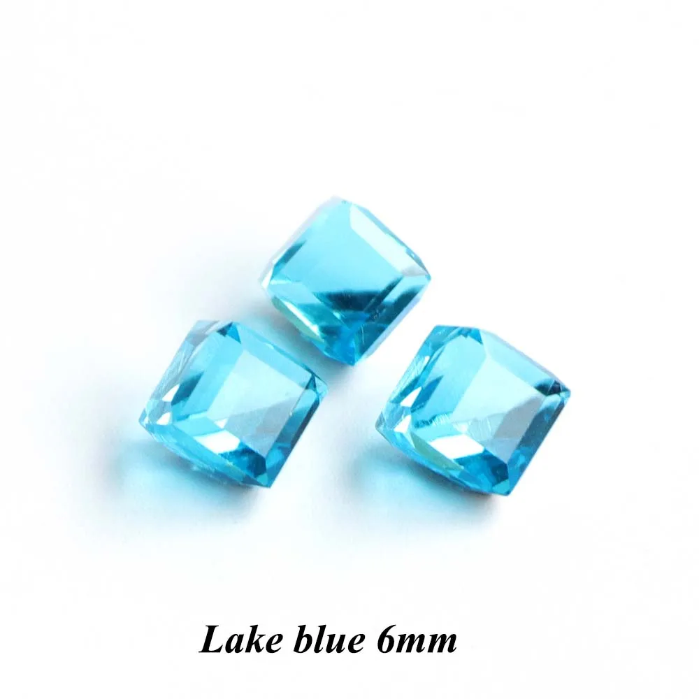 Lake Blue 6mm 10 шт. очарование ногтей с украшением в виде кристаллов Стразы 3D драгоценный камень ювелирные украшения Радуга куб квадратный гель декоративный камень для ногтей Аксессуары для маникюра BE666 - Цвет: Lake Blue 6mm