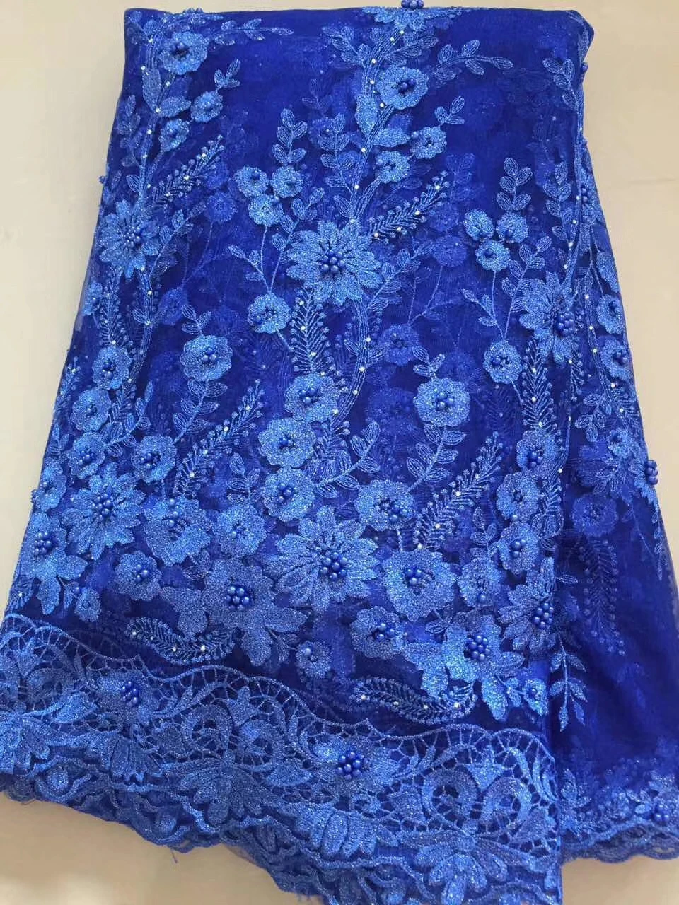French Lace Fabric Swiss Voile High Class African Tulle Laces Organza With Beads Embroidery For Sewing Women Dress | Дом и сад