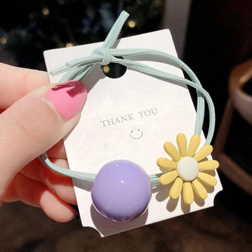 Purple yellow Цветочная повязка на голову, высокая эластичная резинка, жемчужная лента для волос, смелые двойные эластичные геометрические волосы, аксессуары для волос для женщин - Цвет: Purple yellow