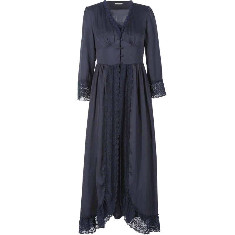 sapphire robe Дворцовая женская летняя Пижама, ночная рубашка, тонкий роскошный сексуальный спальный халат, банный халат принцессы для женщин, новинка, HS4058 - Цвет: sapphire robe