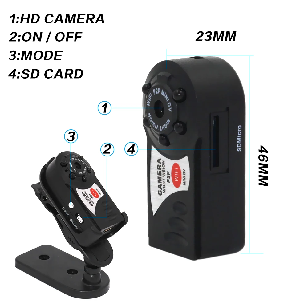 Andoer Q7 мини камера Wifi DV DVR Беспроводная IP видеокамера рекордер инфракрасное ночное