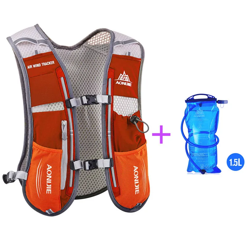 Orange with Bag AONIJIE Сумка для бега Кемпинг гидратации рюкзак Велоспорт Бег восхождение пеший Туризм жилет пакет 1.5L воды мешок или 600 мл бутылки - Цвет: Orange with Bag
