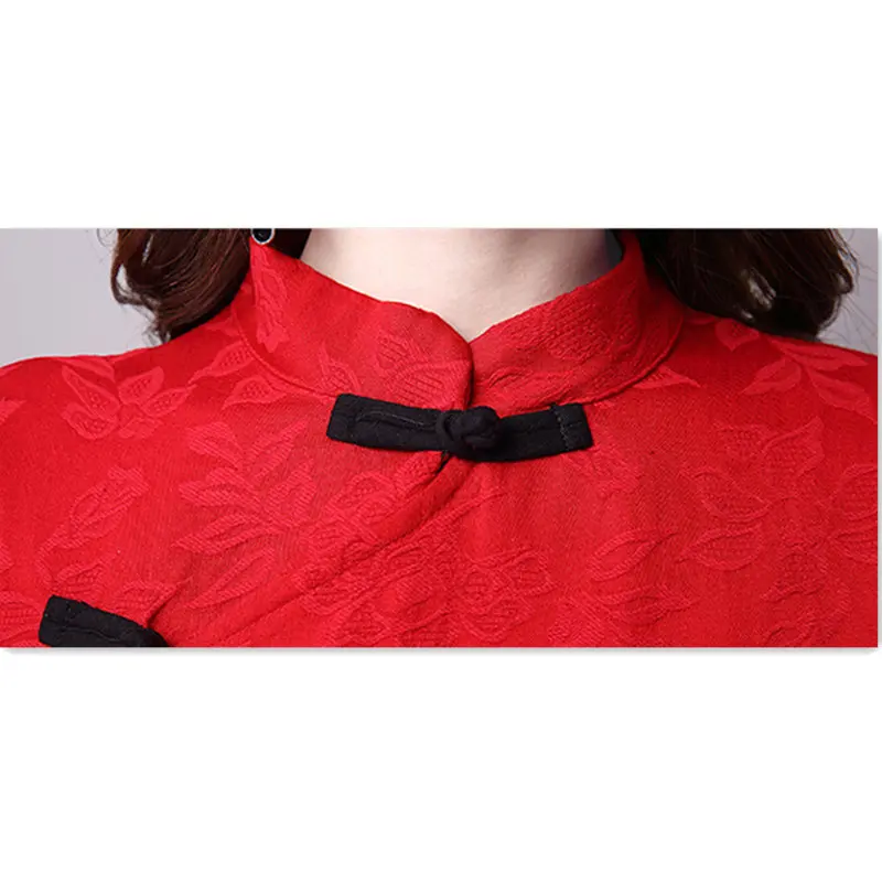 Новинка весна осень Qipao длинное платье женское одноцветное цвет элегантное винтажное жаккардовое с длинным рукавом китайские платья Vestidos WJ617