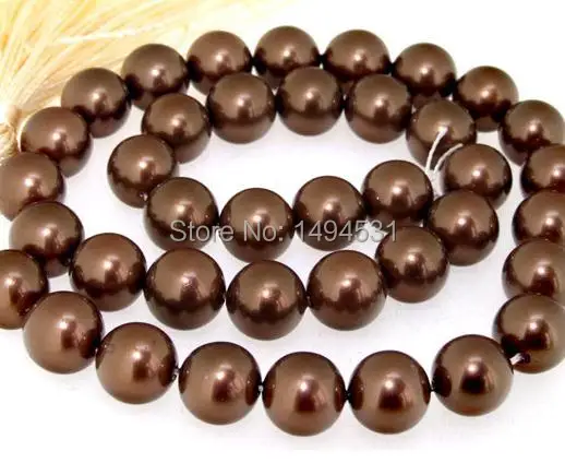 

Wholesale Pearl Jewelry Coffee Color South Sea Shell Pearl Gem Loose Beads One Strand 10mm - Free Shipping