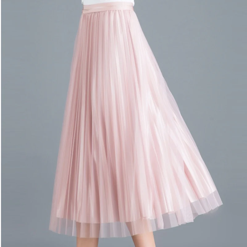 Лето-осень Тюлевая юбка серый абрикосовый цвета цвета: розовый черный длинные