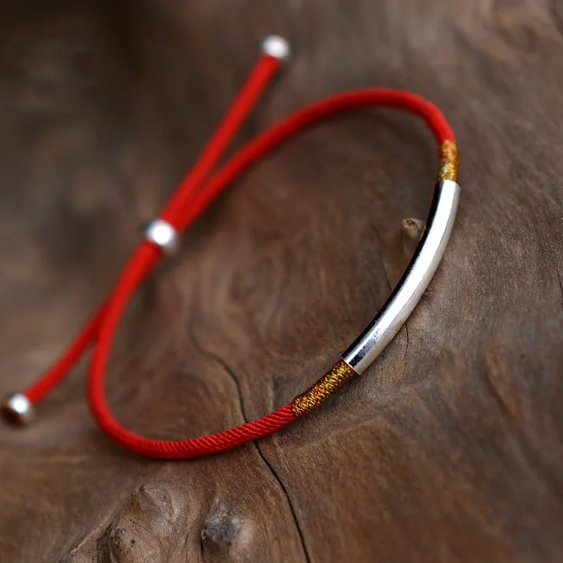 Простой тонкий круглый трубчатый красный веревочный браслет Дамская Мода
