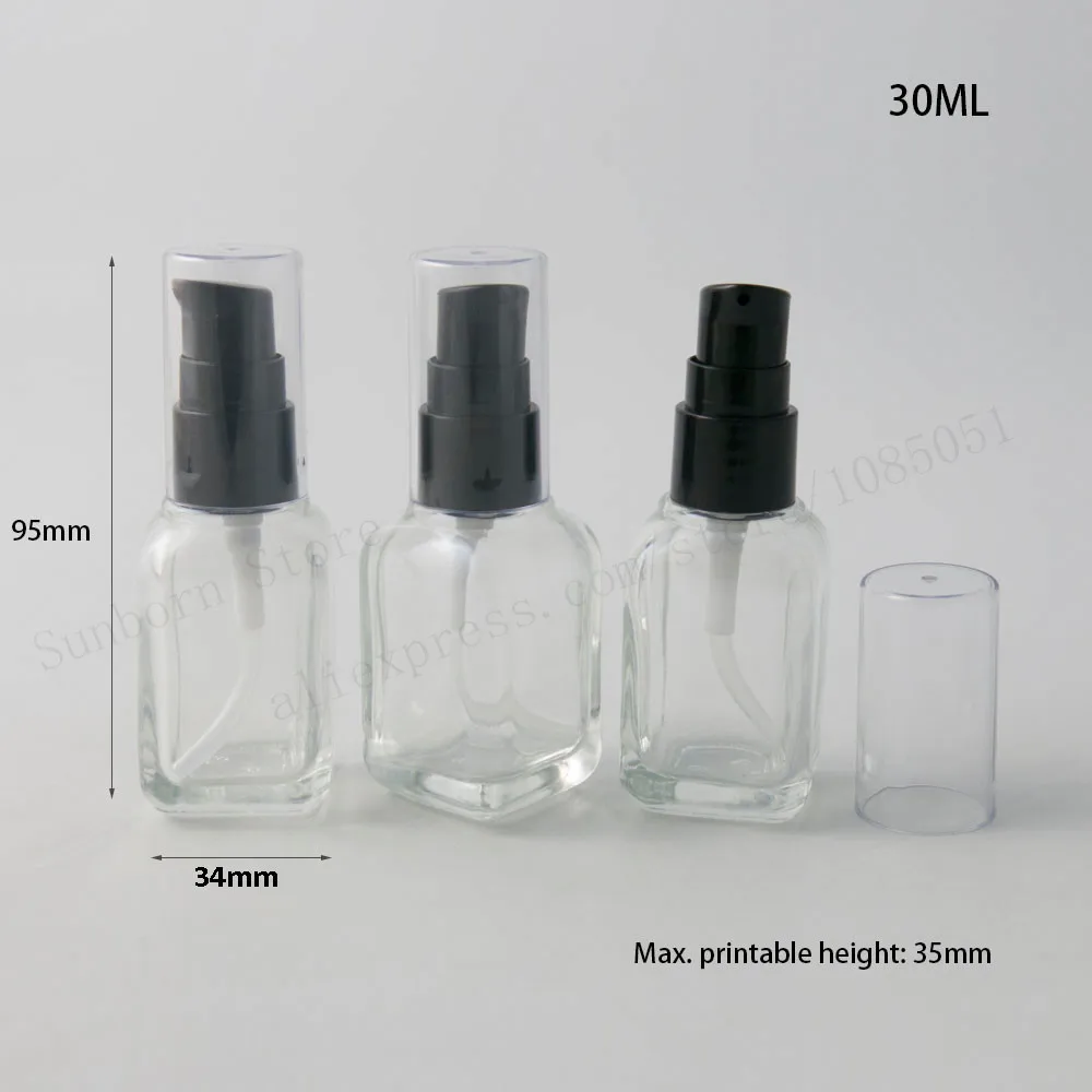 Новое поступление! 1OZ прозрачная/прозрачная квадратная Стекло бутылка с черные