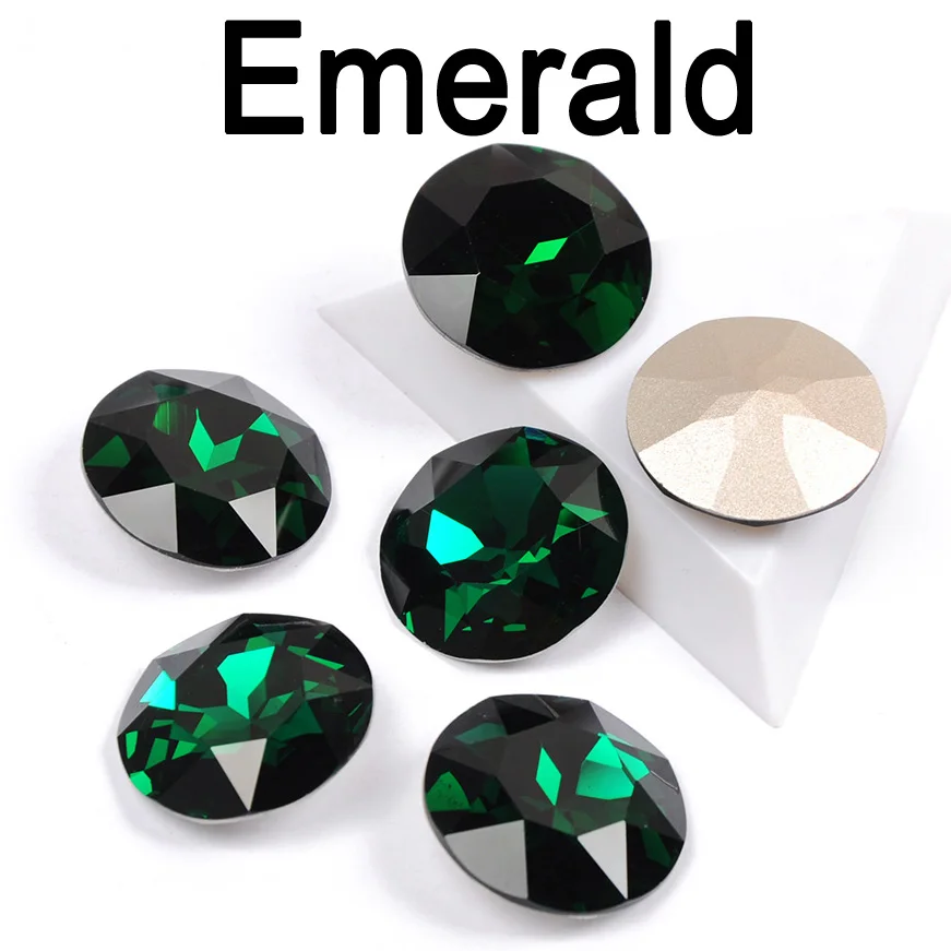 Emerald Красочные цвета 27 мм Блестящий Кристалл пришить стразы с когтями камни круглые стеклянные стразы Diy сумки одежда - Цвет: Emerald