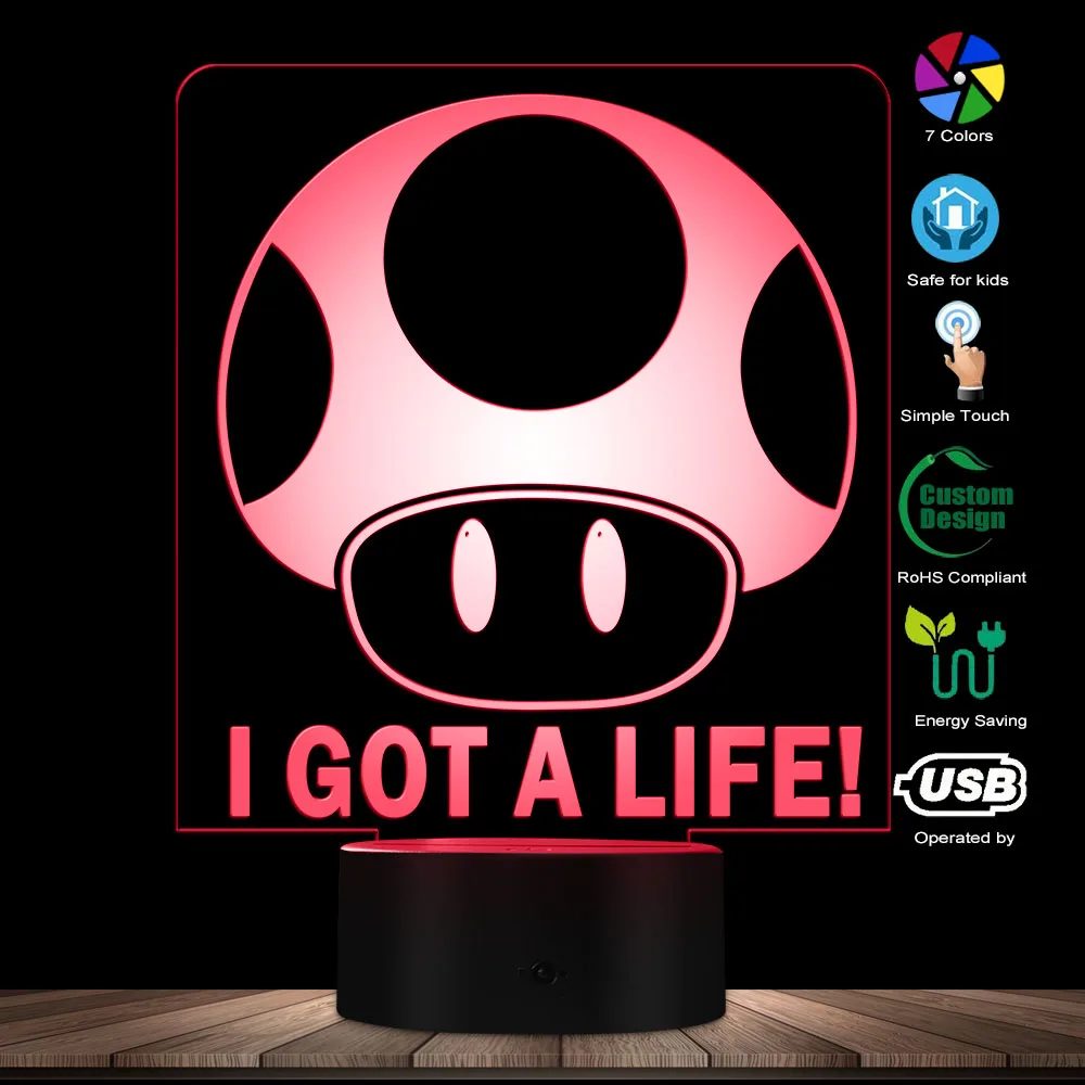 Современная видеоигра Братья I Got A Life 3D светильник с оптической иллюзией домашний