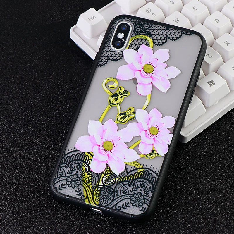 Fashion Hollow Phone Cases for iPhone 6s 7 8 Plus X XS MAX XR Lace Floral Soft TPU Silicone Fitted Cell Back Covers Accessories | Мобильные