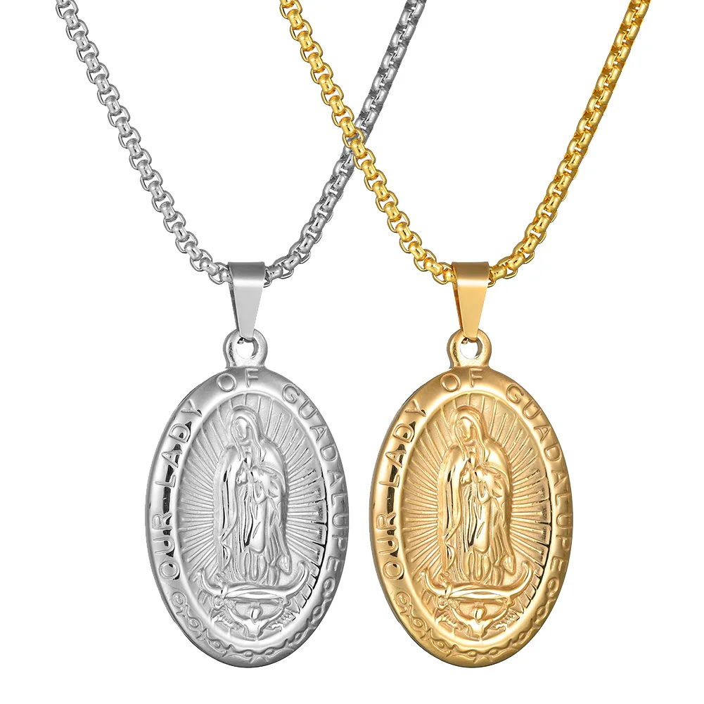 Религиозная девственница Мэри Гуадалупе тисненый кулон ожерелье украшение