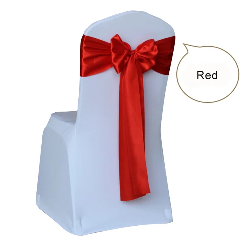 Оптовая продажа 100 шт. атласные ленты для стульев с галстуком бабочкой свадебного