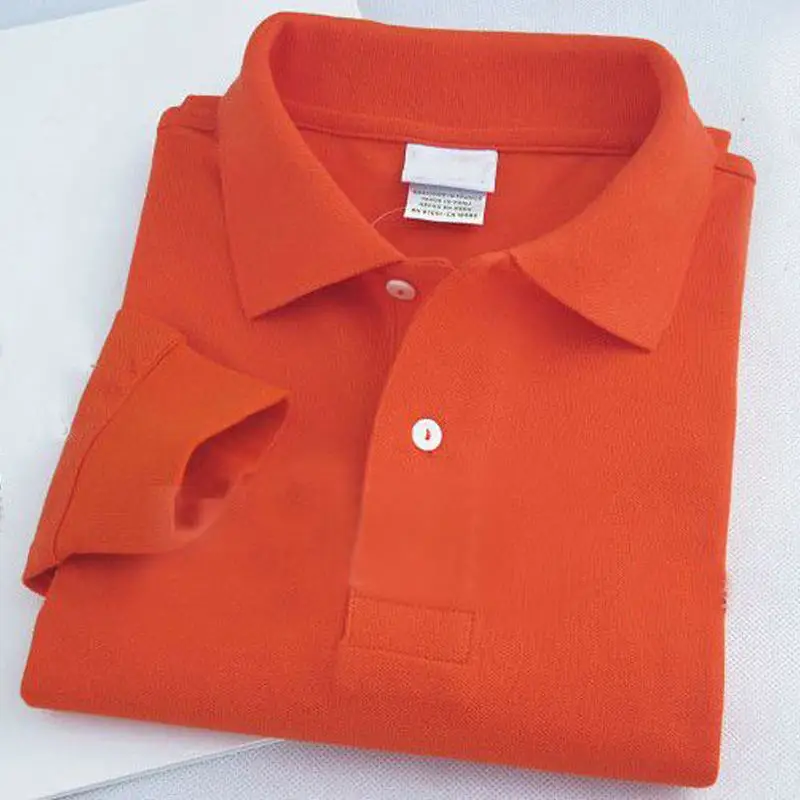 Dark orange Хлопок, высокое качество, летние футболки, мужские поло с длинными рукавами, рубашки XS-4XL, повседневные мужские поло с лацканами, рубашки, модные мужские топы - Цвет: Dark orange