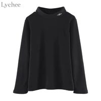 lychee sweet women t shirt saturn embroidery turtleneck casual long sleeve t shirt spring autumn tee top