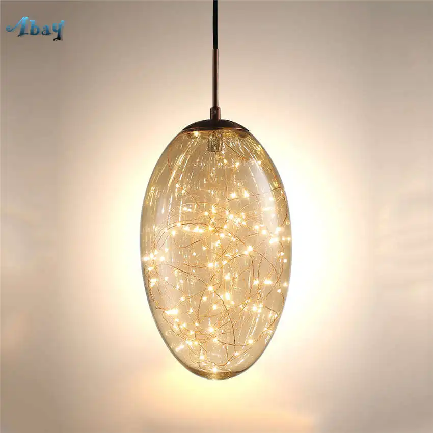 

nordic creative Pigeon egg pendant lights for living room cafe bar dining room light fixtures art deco stained glass hang lamp