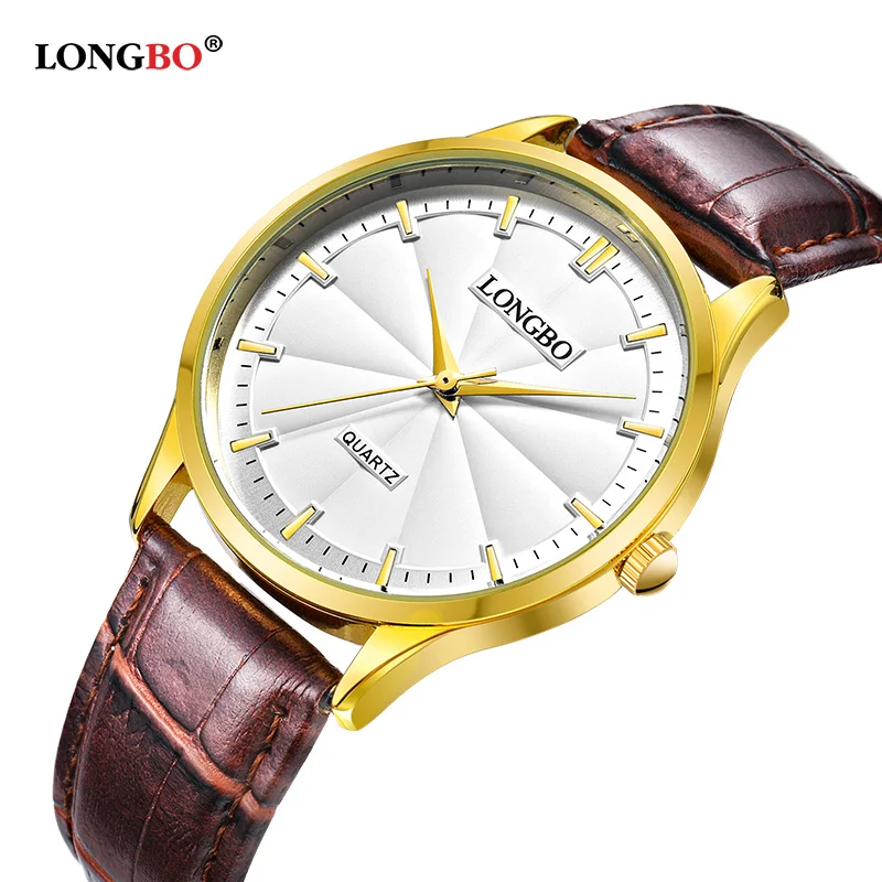 Longbo 2019 пара часов любовник кварцевые наручные часы Золотой Серебряный кожаный