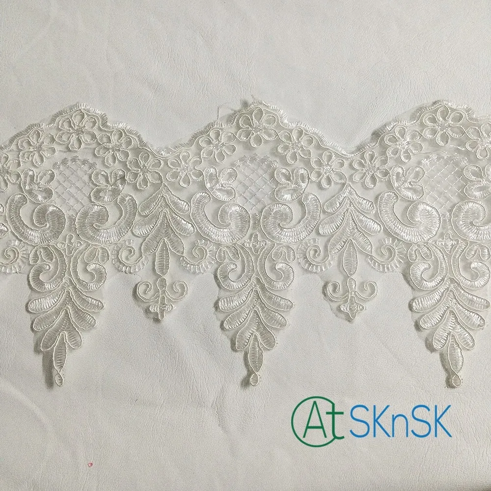 

DHL lace fabric wholesale 50Yard/lot white car bone lace Wedding Applique dress designs handmade DIY fabric applique patch