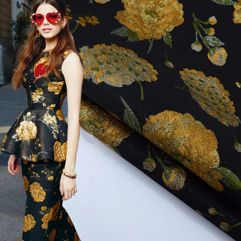 

Fashion High-End Yarn-Dyed Brocade Jacquard Fabric For Dress Coat Vestidos Vestido Plus Tissus Patchwork Tissu Au Metre Telas