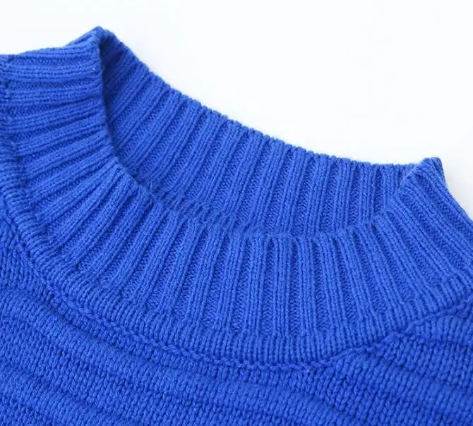 

Striped high collar women's sweater rainbow spell color autumn and winter sweet sweater